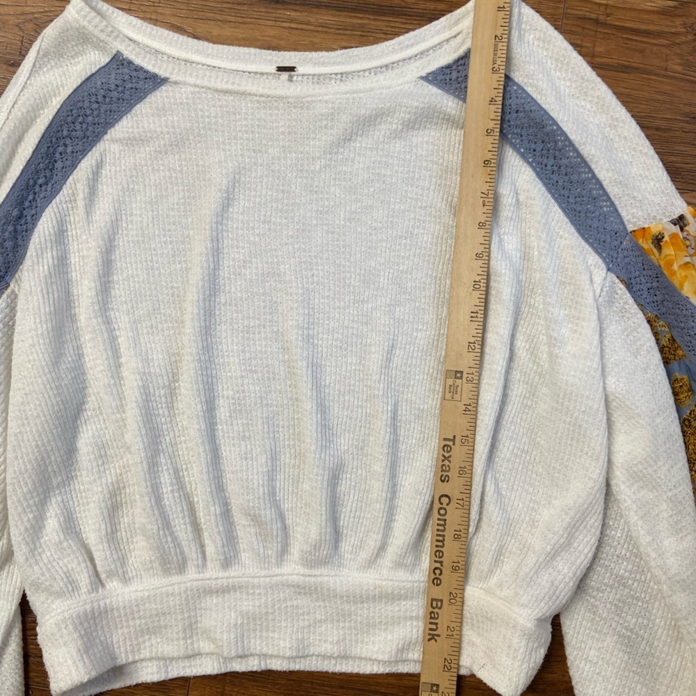 Free People Casual Clash Floral Thermal Balloon Long Sleeve Top Women M - Picture 5 of 7